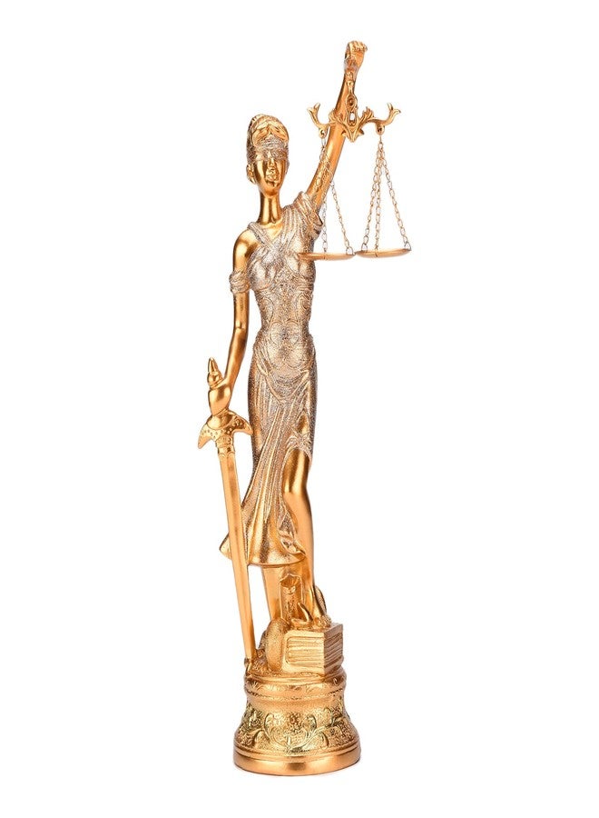 BRABUD Resin Lady Justice Statue Greek Roman Goddess of Justice 14.3''(H) Law Statue Office Bookshelf Study Decor -Blindfold, Beam Balance, and Sword TQGJBS410 - Image 1